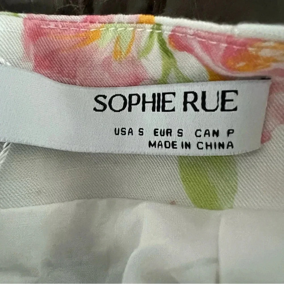New Sophie Rue Pink Floral Scrunchy Open Back Mini Dress Spaghetti Strap Size S - Picture 14 of 16